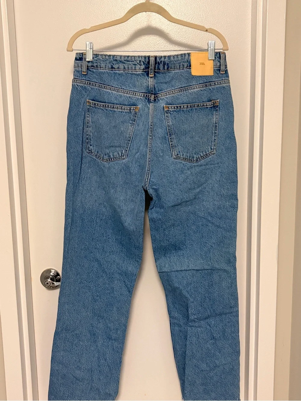 Zara Classic Straight-Leg Jeans in Mid Blue